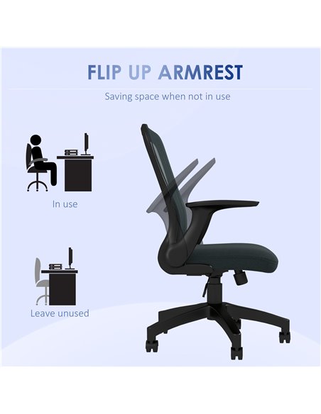 Vinsetto Ergonomic Office Chair, Mesh Desk Chair with Flip-up Armrest, Lumbar Back Support, Swivel Wheels, Grey 921-694V70CG - pic 33794 | FastDaddyshop