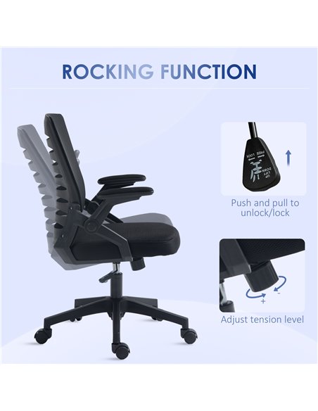Vinsetto Mesh Office Chair, Swivel Task Computer Chair for Home with Lumbar Support 921-512V71BK - pic 33802 | FastDaddyshop
