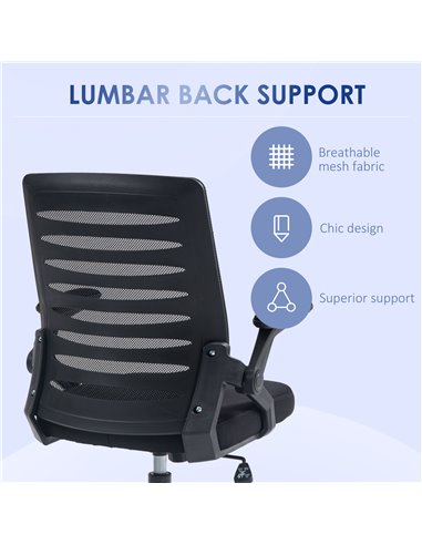 Vinsetto Mesh Office Chair, Swivel Task Computer Chair for Home with Lumbar Support 921-512V71BK