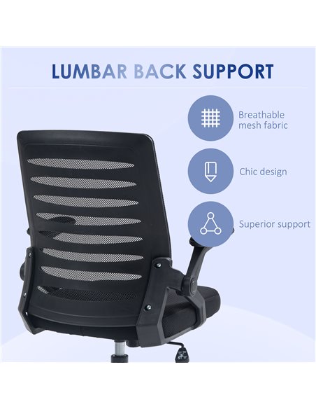 Vinsetto Mesh Office Chair, Swivel Task Computer Chair for Home with Lumbar Support 921-512V71BK - pic 33803 | FastDaddyshop