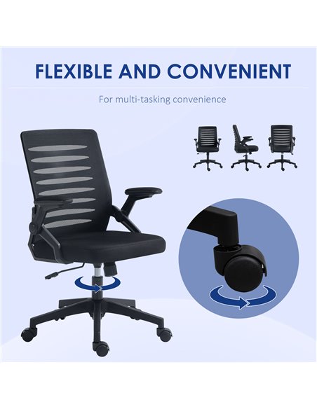 Vinsetto Mesh Office Chair, Swivel Task Computer Chair for Home with Lumbar Support 921-512V71BK - pic 33804 | FastDaddyshop