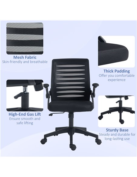 Vinsetto Mesh Office Chair, Swivel Task Computer Chair for Home with Lumbar Support 921-512V71BK - pic 33805 | FastDaddyshop