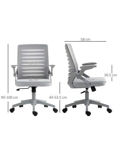 Vinsetto Mesh Task Computer Office Chair with Lumbar Support, Grey 921-512V71GY