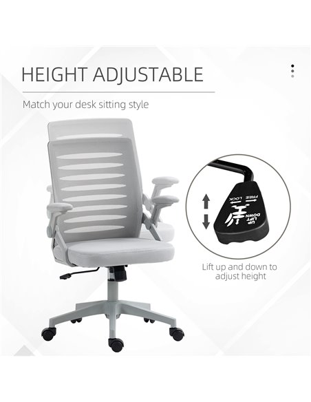 Vinsetto Mesh Office Chair, Swivel Task Computer Chair for Home with Lumbar Support 921-512V71GY - pic 33810 | FastDaddyshop