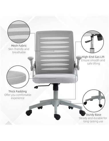 Vinsetto Mesh Office Chair, Swivel Task Computer Chair for Home with Lumbar Support 921-512V71GY