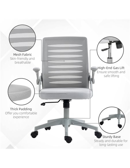 Vinsetto Mesh Office Chair, Swivel Task Computer Chair for Home with Lumbar Support 921-512V71GY - pic 33811 | FastDaddyshop