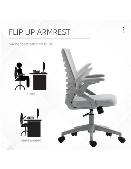 Vinsetto Mesh Office Chair, Swivel Task Computer Chair for Home with Lumbar Support 921-512V71GY - pic 33814 | FastDaddyshop