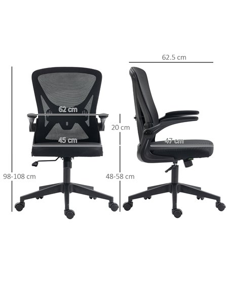 Vinsetto Mesh Computer Desk Office Chair with Lumbar Support, Black 921-405V71BK - pic 33818 | FastDaddyshop