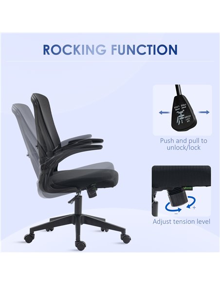 Vinsetto Mesh Office Chair with Flip-up Armrests, Ergonomic Computer Desk Chair with Lumbar Support and Swivel Wheels, Black 921 - pic 33820 | FastDaddyshop