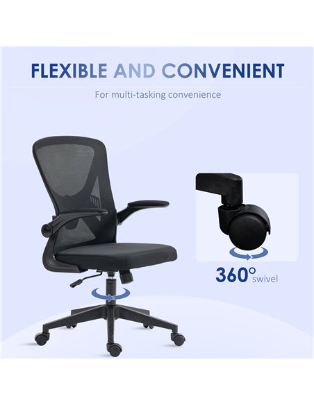 Vinsetto Mesh Office Chair with Flip-up Armrests, Ergonomic Computer Desk Chair with Lumbar Support and Swivel Wheels, Black 921 - pic 33823 | FastDaddyshop