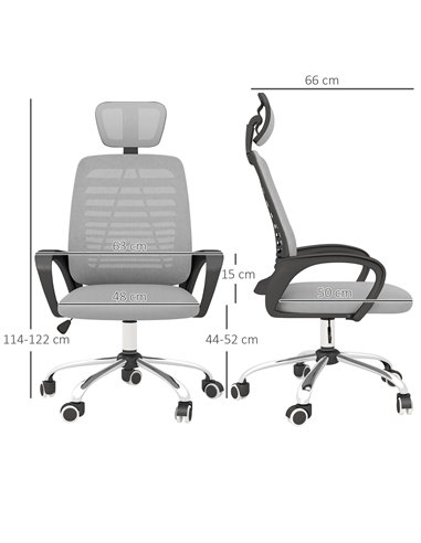 Vinsetto Ergonomic Office Desk Chair with Lumbar Back Support, Grey 921-692V70GY