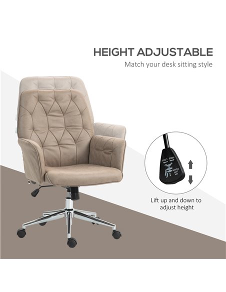 Vinsetto Microfibre Computer Chair with Armrest, Modern Swivel Chair with Adjustable Height, Khaki 921-103V71KK - pic 33891 | FastDaddyshop