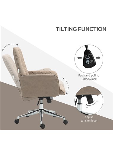 Vinsetto Microfibre Computer Chair with Armrest, Modern Swivel Chair with Adjustable Height, Khaki 921-103V71KK