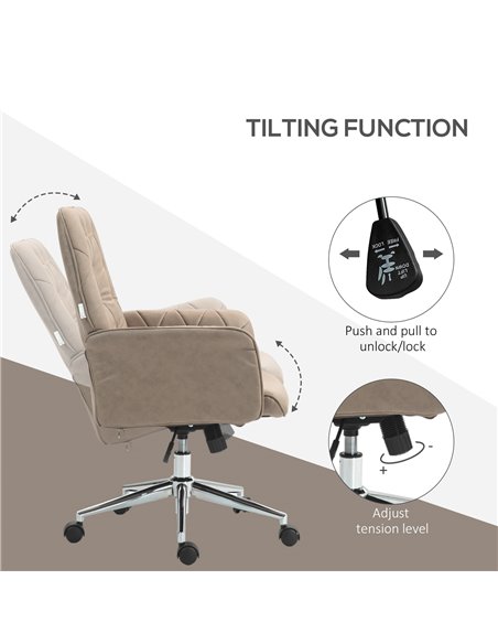 Vinsetto Microfibre Computer Chair with Armrest, Modern Swivel Chair with Adjustable Height, Khaki 921-103V71KK - pic 33892 | FastDaddyshop