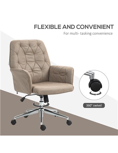Vinsetto Microfibre Computer Chair with Armrest, Modern Swivel Chair with Adjustable Height, Khaki 921-103V71KK