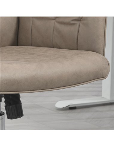 Vinsetto Microfibre Computer Chair with Armrest, Modern Swivel Chair with Adjustable Height, Khaki 921-103V71KK