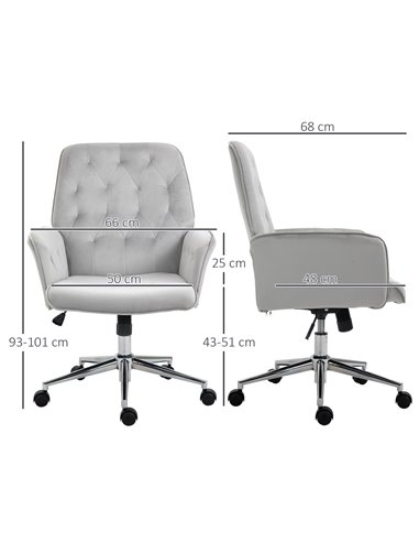 Vinsetto Linen Computer Chair with Armrest, Light Grey 921-103V72GY