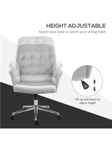 Vinsetto Linen Computer Chair with Armrest, Modern Swivel Chair with Adjustable Height, Light Grey 921-103V72GY