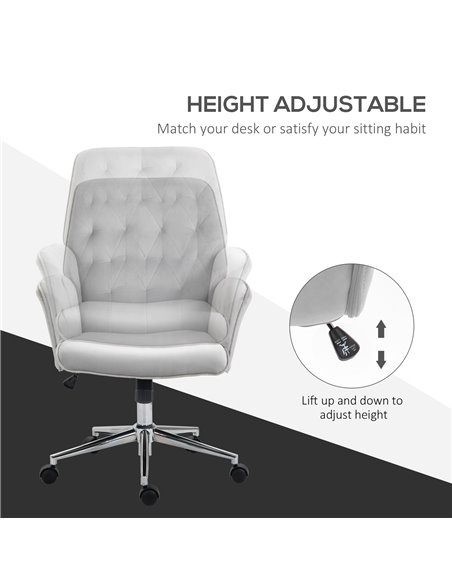 Vinsetto Linen Computer Chair with Armrest, Modern Swivel Chair with Adjustable Height, Light Grey 921-103V72GY - pic 33900 | FastDaddyshop