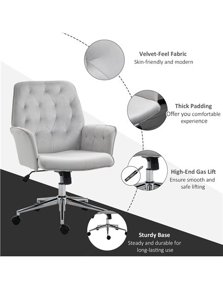 Vinsetto Linen Computer Chair with Armrest, Modern Swivel Chair with Adjustable Height, Light Grey 921-103V72GY - pic 33901 | FastDaddyshop