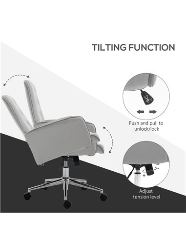 Vinsetto Linen Computer Chair with Armrest, Modern Swivel Chair with Adjustable Height, Light Grey 921-103V72GY