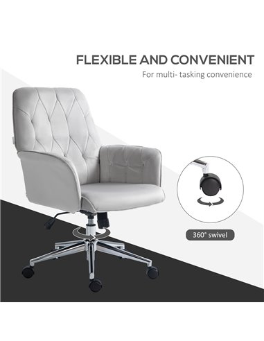 Vinsetto Linen Computer Chair with Armrest, Modern Swivel Chair with Adjustable Height, Light Grey 921-103V72GY