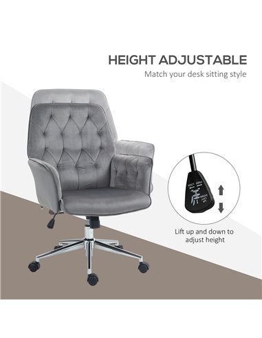 Vinsetto Linen Computer Chair with Armrest, Modern Swivel Chair with Adjustable Height, Dark Grey 921-103V72CG