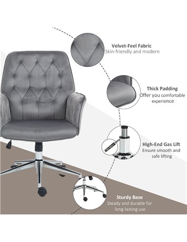 Vinsetto Linen Computer Chair with Armrest, Modern Swivel Chair with Adjustable Height, Dark Grey 921-103V72CG