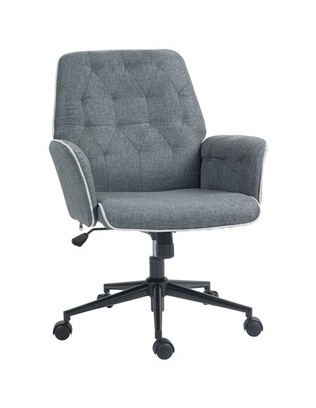 HOMCOM Linen Computer Chair with Armrest, Modern Swivel Chair with Adjustable Height, Dark Grey 921-103V70CG - pic 33915 | FastDaddyshop