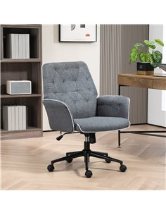 HOMCOM Linen Computer Chair with Armrest, Modern Swivel Chair with Adjustable Height, Dark Grey 921-103V70CG 2