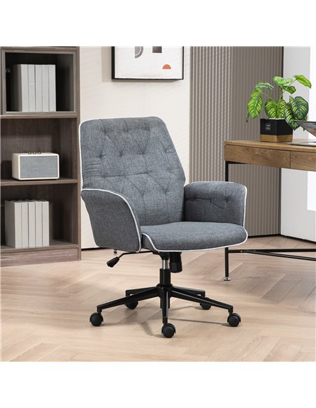 HOMCOM Linen Computer Chair with Armrest, Modern Swivel Chair with Adjustable Height, Dark Grey 921-103V70CG - pic 33916 | FastDaddyshop