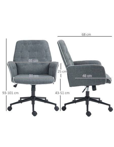 HOMCOM Linen Computer Chair with Armrest, Modern Swivel Chair with Adjustable Height, Dark Grey 921-103V70CG - pic 33917 | FastDaddyshop