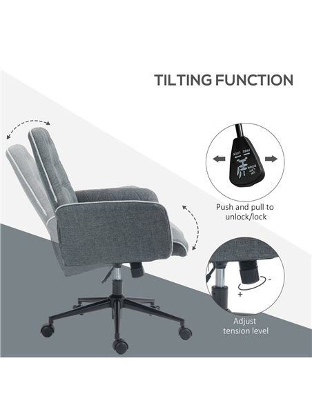 HOMCOM Linen Computer Chair with Armrest, Modern Swivel Chair with Adjustable Height, Dark Grey 921-103V70CG - pic 33919 | FastDaddyshop