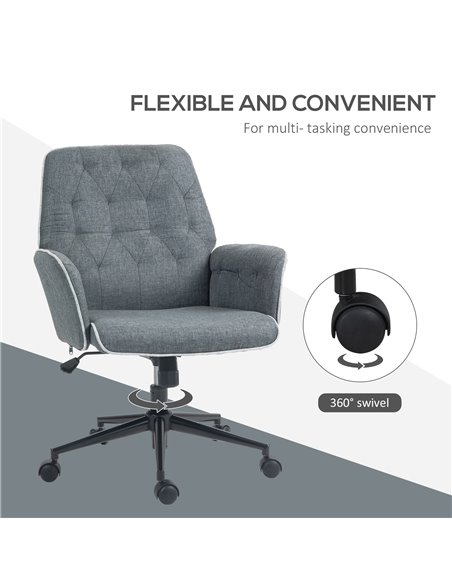 HOMCOM Linen Computer Chair with Armrest, Modern Swivel Chair with Adjustable Height, Dark Grey 921-103V70CG - pic 33920 | FastDaddyshop