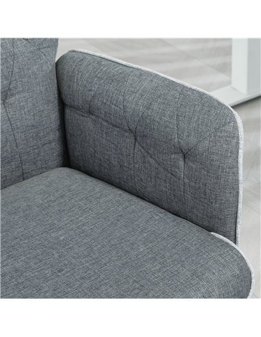 HOMCOM Linen Computer Chair with Armrest, Modern Swivel Chair with Adjustable Height, Dark Grey 921-103V70CG