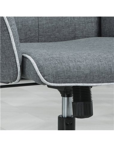 HOMCOM Linen Computer Chair with Armrest, Modern Swivel Chair with Adjustable Height, Dark Grey 921-103V70CG