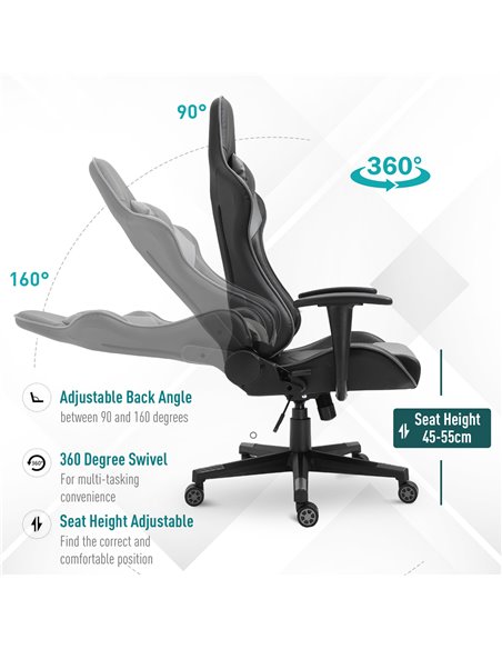 Vinsetto High Back Racing Gaming Chair Reclining 360° Swivel Rocking Height Adjustable with Pillow and Build-in Lumbar Home Blac - pic 33927 | FastDaddyshop