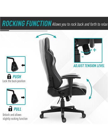 Vinsetto High Back Racing Gaming Chair Reclining 360° Swivel Rocking Height Adjustable with Pillow and Build-in Lumbar Home Blac
