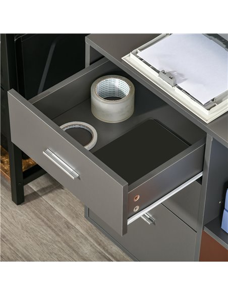 HOMCOM Freestanding Printer Stand Unit Office Desk Side Mobile Storage w/ Wheels 3 Drawers, 2 Open Shelves Modern Style 80L x 40 - pic 33949 | FastDaddyshop