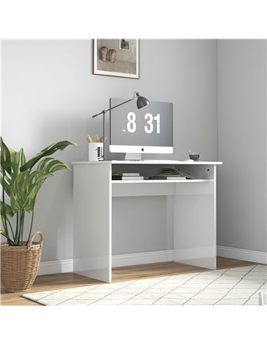 HOMCOM 90 x 50cm Computer Modern Home Office Desk, High Gloss White 836-046V01WT