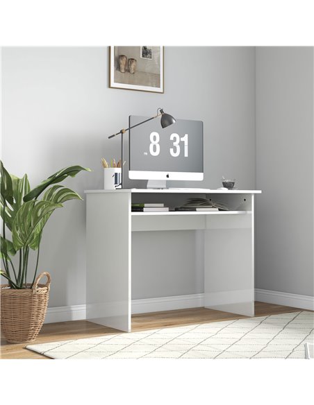HOMCOM 90 x 50cm Computer Modern Home Office Desk, High Gloss White 836-046V01WT - pic 33952 | FastDaddyshop