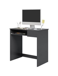 HOMCOM Compact Computer Desk with Keyboard Tray and Drawer, Grey 836-410V00GY