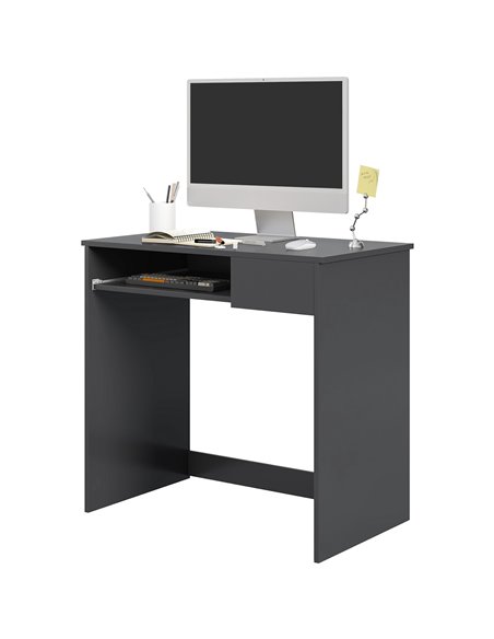 HOMCOM Compact Computer Desk with Keyboard Tray and Drawer, Grey 836-410V00GY - pic 34014 | FastDaddyshop