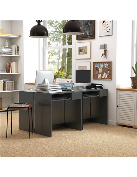 HOMCOM Compact Computer Desk with Keyboard Tray and Drawer, Grey 836-410V00GY - pic 34015 | FastDaddyshop