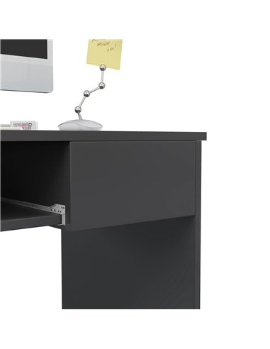 HOMCOM Compact Computer Desk with Keyboard Tray and Drawer, Study Desk, Writing Desk for Home Office, Grey 836-410V00GY