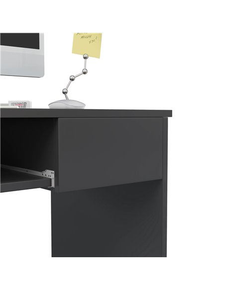 HOMCOM Compact Computer Desk with Keyboard Tray and Drawer, Study Desk, Writing Desk for Home Office, Grey 836-410V00GY - pic 34022 | FastDaddyshop