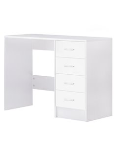 HOMCOM Computer Writing Desk with 4 Drawers, High Gloss White 02-0704
