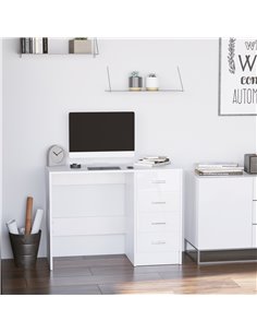 HOMCOM Computer Writing Desk with 4 Drawers, High Gloss White 02-0704 2
