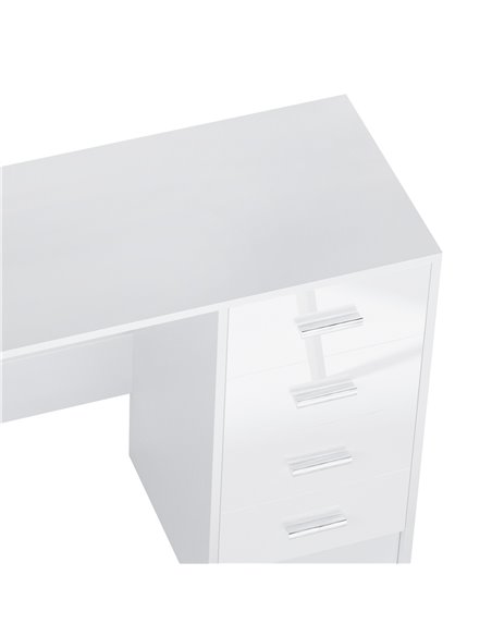 HOMCOM Computer Writing Desk with 4 Drawers, High Gloss Home Office Workstation, White 02-0704 - pic 34028 | FastDaddyshop