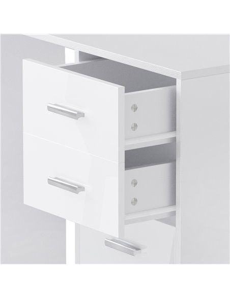 HOMCOM Computer Writing Desk with 4 Drawers, High Gloss Home Office Workstation, White 02-0704 - pic 34030 | FastDaddyshop